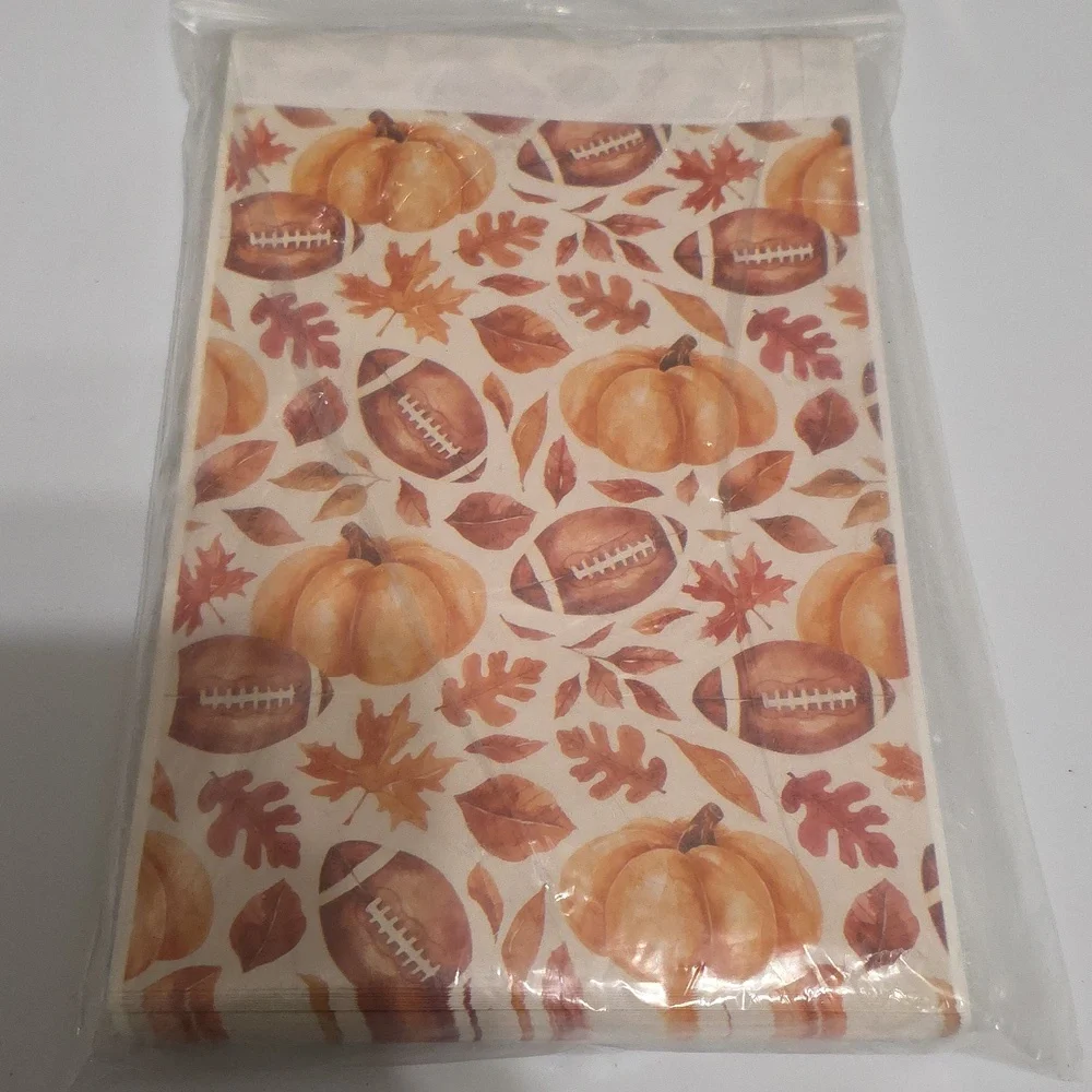Autumn Football & Pumpkin Party Treat Bags 100 Self Adhesive Bags